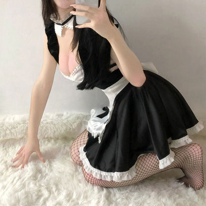 Kfashion Cute Maid Black White Dress ON851 - M / Black