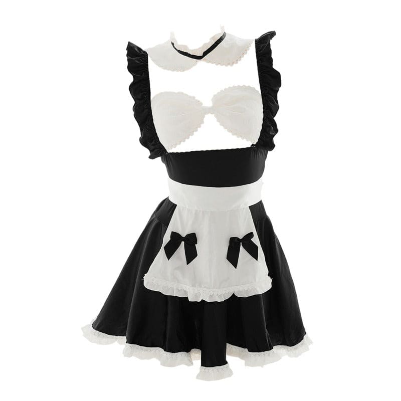 Kfashion Cute Maid Black White Dress ON851 - M / Black