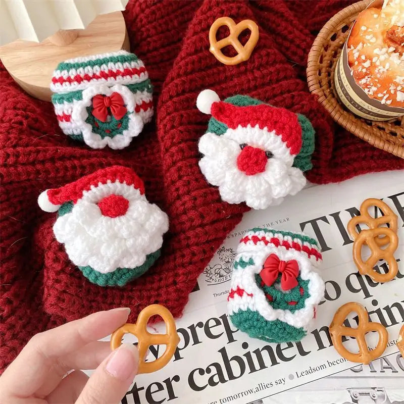 Knit Santa Claus / Christmas Tree Airpods Earphone Case Skin-1