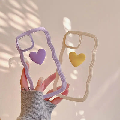 Korean Aesthetic Love Heart Wave Phone Case For iPhone 13 12