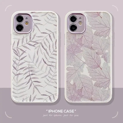 Leaf Print Phone Case - iPhone 12 Pro Max / 12 Pro / 12 / 12 Mini / 11 Pro Max / 11 Pro / 11 / XS Max / XS / XR / X / 8 Plus / 7 Plus / 8 / 7 / SE 2-16