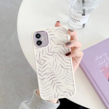 Leaf Print Phone Case - iPhone 12 Pro Max / 12 Pro / 12 / 12 Mini / 11 Pro Max / 11 Pro / 11 / XS Max / XS / XR / X / 8 Plus / 7 Plus / 8 / 7 / SE 2-3