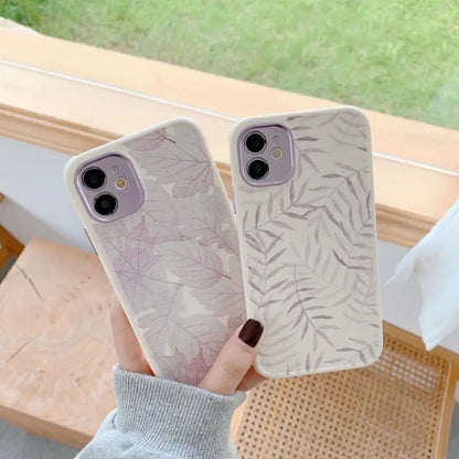 Leaf Print Phone Case - iPhone 12 Pro Max / 12 Pro / 12 / 12 Mini / 11 Pro Max / 11 Pro / 11 / XS Max / XS / XR / X / 8 Plus / 7 Plus / 8 / 7 / SE 2-2