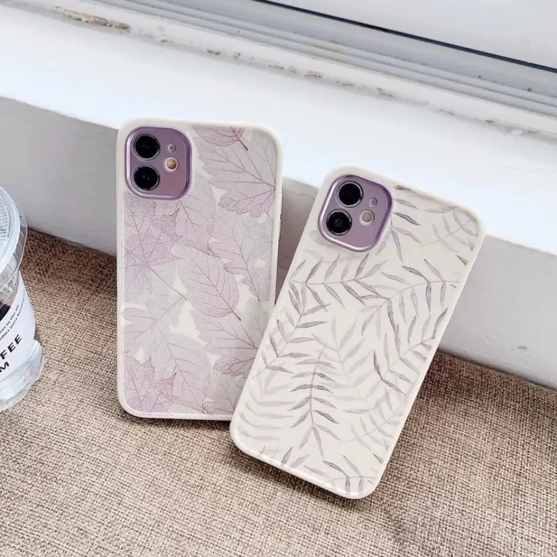 Leaf Print Phone Case - iPhone 12 Pro Max / 12 Pro / 12 / 12 Mini / 11 Pro Max / 11 Pro / 11 / XS Max / XS / XR / X / 8 Plus / 7 Plus / 8 / 7 / SE 2-7