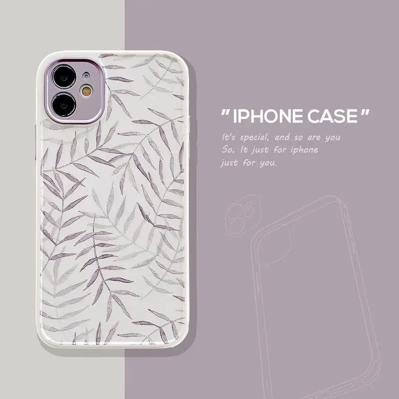 Leaf Print Phone Case - iPhone 12 Pro Max / 12 Pro / 12 / 12 Mini / 11 Pro Max / 11 Pro / 11 / XS Max / XS / XR / X / 8 Plus / 7 Plus / 8 / 7 / SE 2-17