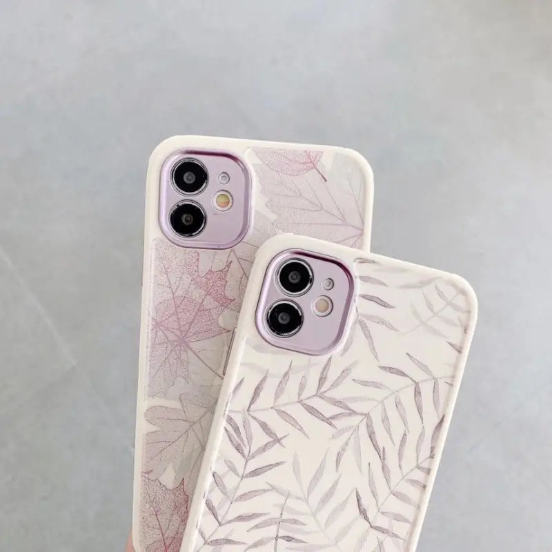 Leaf Print Phone Case - iPhone 12 Pro Max / 12 Pro / 12 / 12 Mini / 11 Pro Max / 11 Pro / 11 / XS Max / XS / XR / X / 8 Plus / 7 Plus / 8 / 7 / SE 2-15