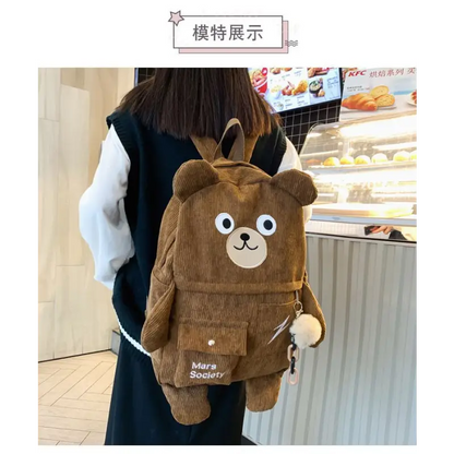 Letter Embroidered Bear Backpack Cg346 - Backpacks