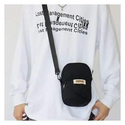 Lettering Applique Nylon Crossbody Bag KC8 - Messenger Bags