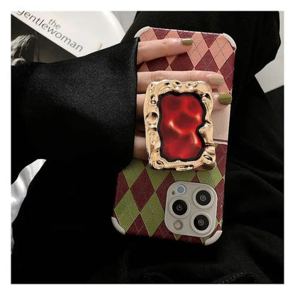 Lettering Argyle Phone Case - Xiaomi / Red Mi-8