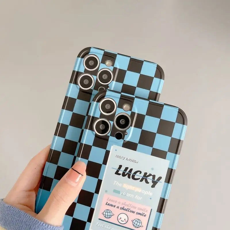 Lettering Checker Phone Case - iPhone 13 Pro Max / 13 Pro / 13 / 13 mini / 12 Pro Max / 12 Pro / 12 / 12 mini / 11 Pro Max / 11 Pro / 11 / SE / XS Max / XS / XR / X / SE 2 / 8 / 8 Plus / 7 / 7 Plus-4