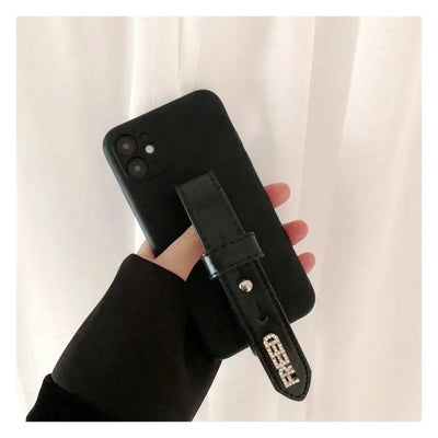 Lettering Hand Strap Phone Case - iPhone 13 Pro Max / 13 Pro / 13 / 13 mini / 12 Pro Max / 12 Pro / 12 / 12 mini / 11 Pro Max / 11 Pro / 11 / SE / XS Max / XS / XR / X / SE 2 / 8 / 8 Plus / 7 / 7 Plus / 6 / 6 Plus-9