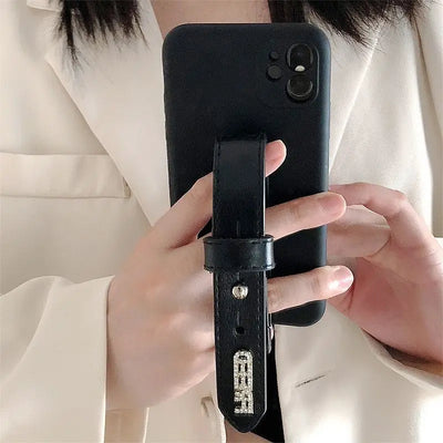 Lettering Hand Strap Phone Case - iPhone 13 Pro Max / 13 Pro / 13 / 13 mini / 12 Pro Max / 12 Pro / 12 / 12 mini / 11 Pro Max / 11 Pro / 11 / SE / XS Max / XS / XR / X / SE 2 / 8 / 8 Plus / 7 / 7 Plus / 6 / 6 Plus-18