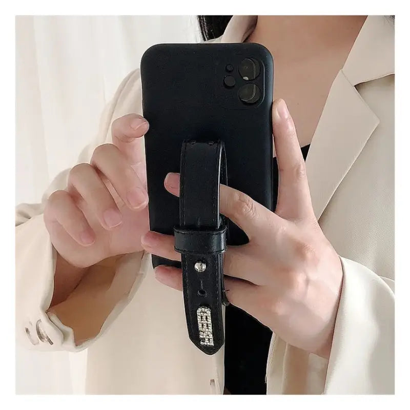 Lettering Hand Strap Phone Case - Samsung-7