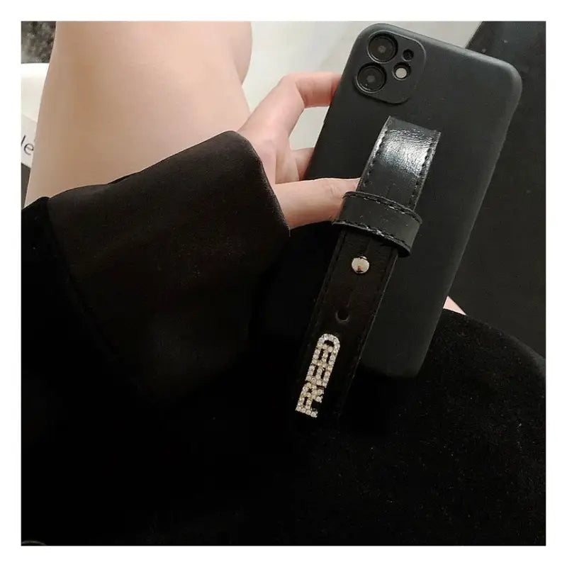 Lettering Hand Strap Phone Case - Samsung-12