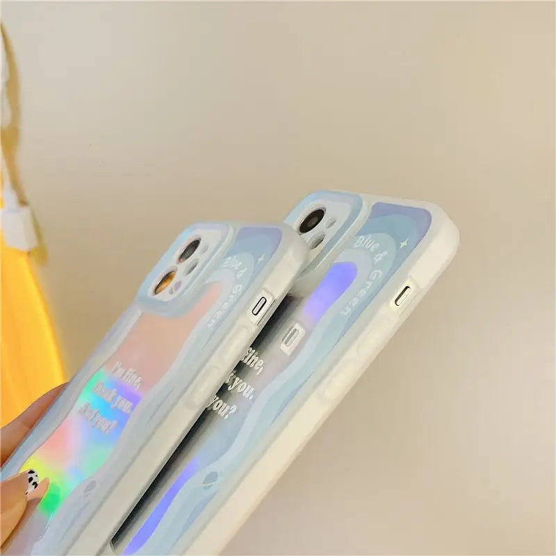 Lettering Holographic Phone Case - iPhone 13 Pro Max / 13 