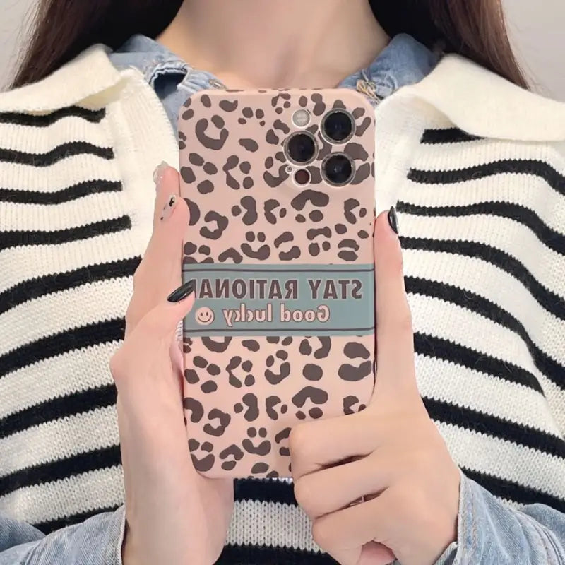 Lettering Leopard Print Phone Case - iPhone 13 Pro Max / 13 