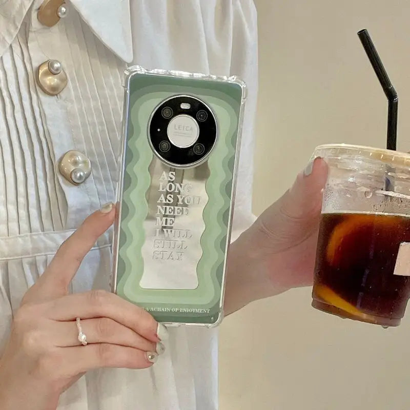 Lettering Mirrored Phone Case - Huawei-5
