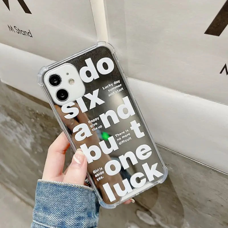 Lettering Mirrored Phone Case - Iphone 6 / 6s, 6plus / 6s Plus, 7 / 8 / Se, 7 Plus / 8 Plus, X / Xs, Xs Max, Xr, 11, 11 Pro, 11 Pro Max, 12 Mini, 12, 12 Pro, 12 Pro Max-7