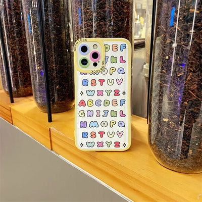 Lettering Phone Case - iPhone 13 Pro Max / 13 Pro / 13 / 13 mini / 12 Pro Max / 12 Pro / 12 / 12 mini / 11 Pro Max / 11 Pro / 11 / SE / XS Max / XS / XR / X / SE 2 / 8 / 8 Plus / 7 / 7 Plus-7
