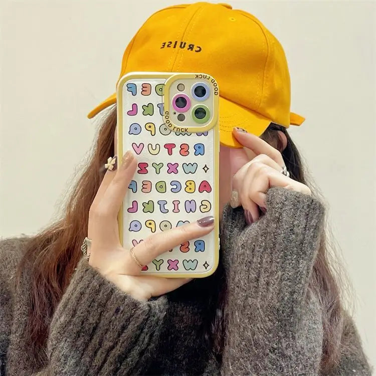Lettering Phone Case - iPhone 13 Pro Max / 13 Pro / 13 / 13 mini / 12 Pro Max / 12 Pro / 12 / 12 mini / 11 Pro Max / 11 Pro / 11 / SE / XS Max / XS / XR / X / SE 2 / 8 / 8 Plus / 7 / 7 Plus-5