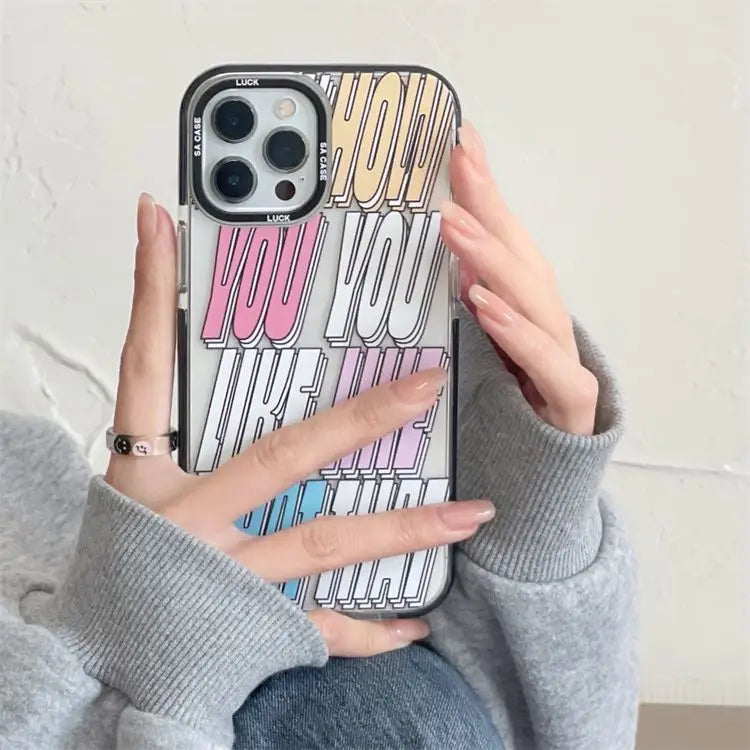 Lettering Transparent Phone Case - iPhone 13 Pro Max / 13 Pro / 13 / 13 mini / 12 Pro Max / 12 Pro / 12 / 12 mini / 11 Pro Max / 11 Pro / 11 / SE / XS Max / XS / XR / X / SE 2 / 8 / 8 Plus / 7 / 7 Plus-3