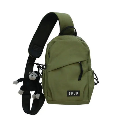 Lettering Zipped Canvas Sling Bag Cg337 - Sling Bags