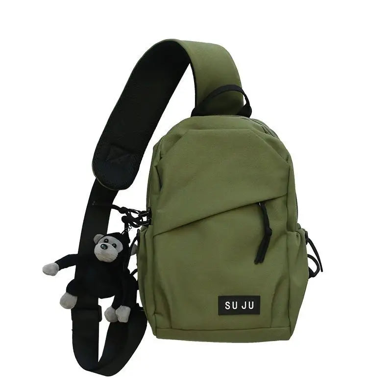 Lettering Zipped Canvas Sling Bag Cg337 - Sling Bags