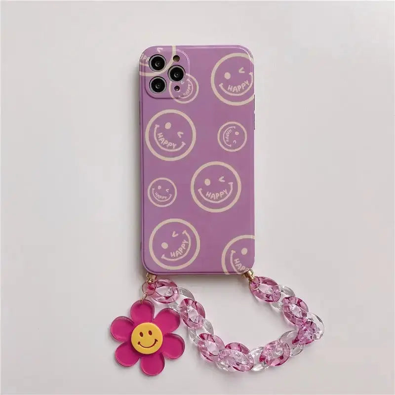 Lilac Purple Smile Face Chain iPhone Case B0014 - iphone 