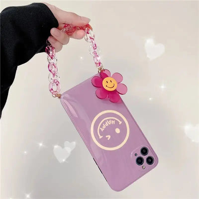 Lilac Purple Smile Face Chain iPhone Case B0014 - iphone 