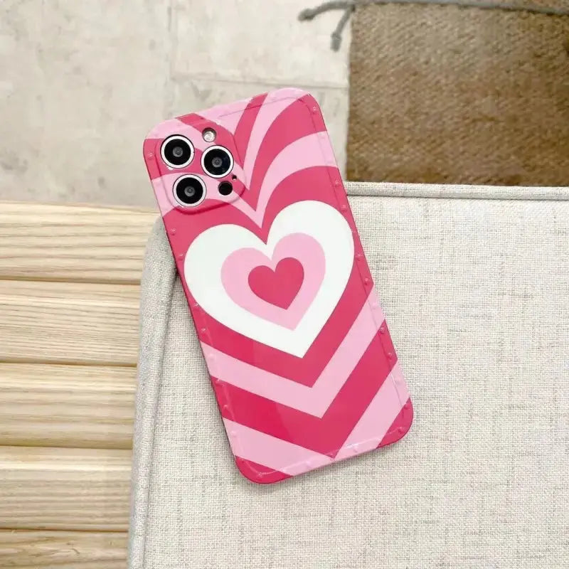 Lovely Pink Gradient Heart Graphic iPhone Case BS021 - 
