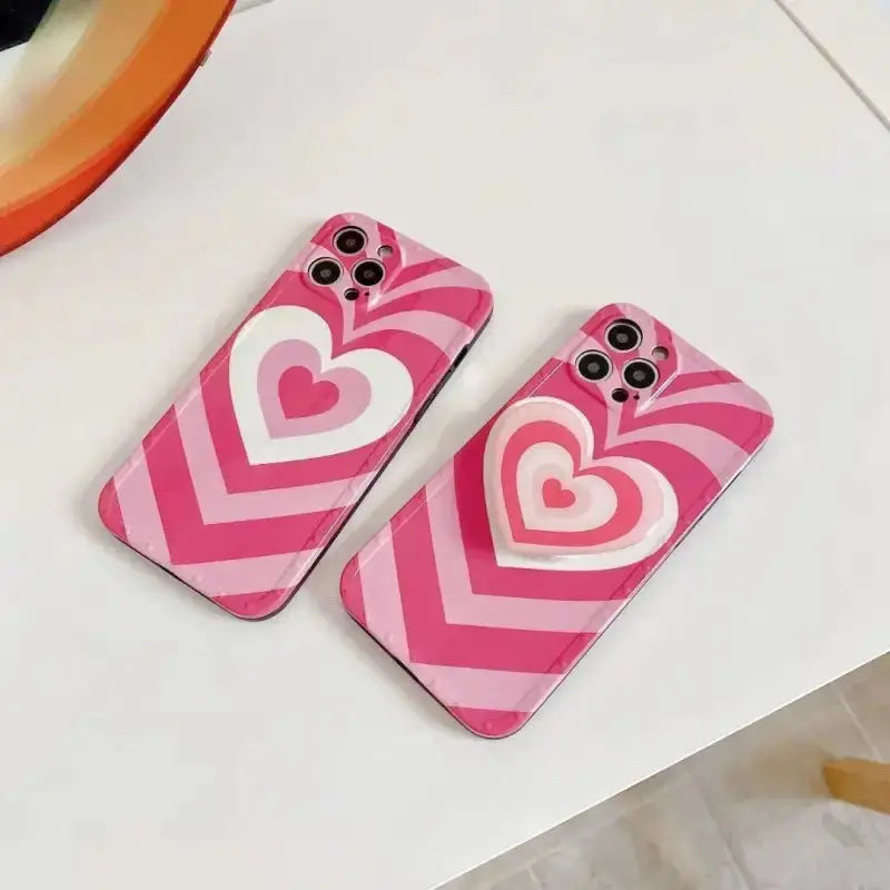 Lovely Pink Gradient Heart Graphic iPhone Case BS021 - 