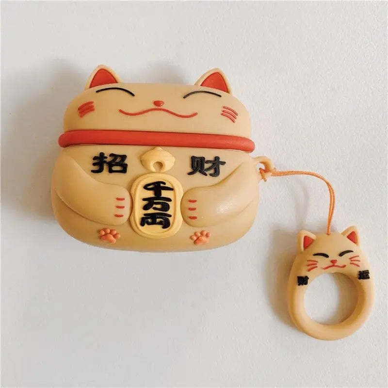 Lucky Cat Print Airpods Earphone Case Skin Fz147 - Mobile 