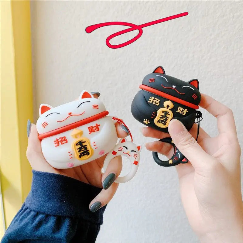 Lucky Cat Print Airpods Earphone Case Skin Fz147 - Mobile 