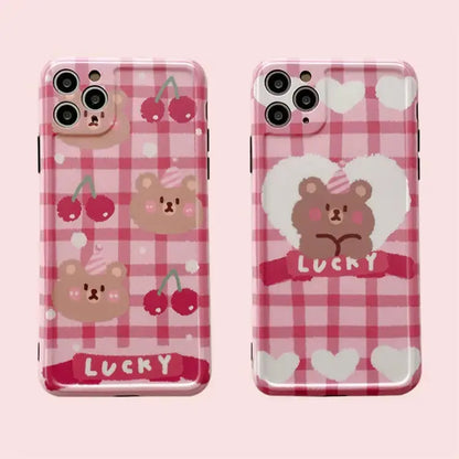 Lucky Cherry Bear Plaid iPhone Case BP081 - iphone case