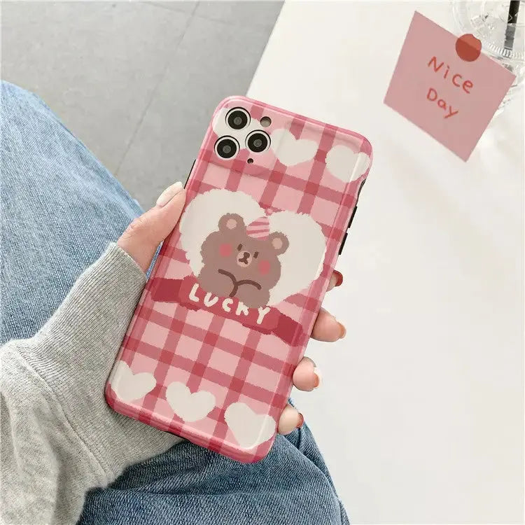 Lucky Cherry Bear Plaid iPhone Case BP081 - iphone case