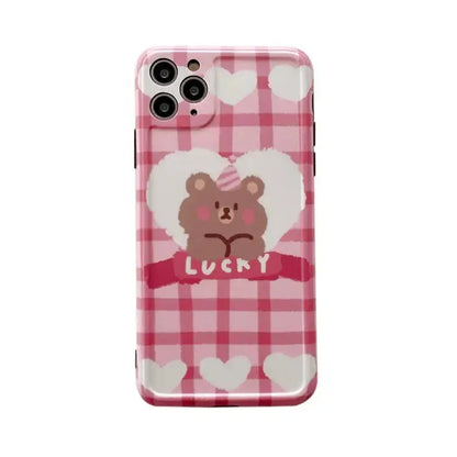 Lucky Cherry Bear Plaid iPhone Case BP081 - iphone case