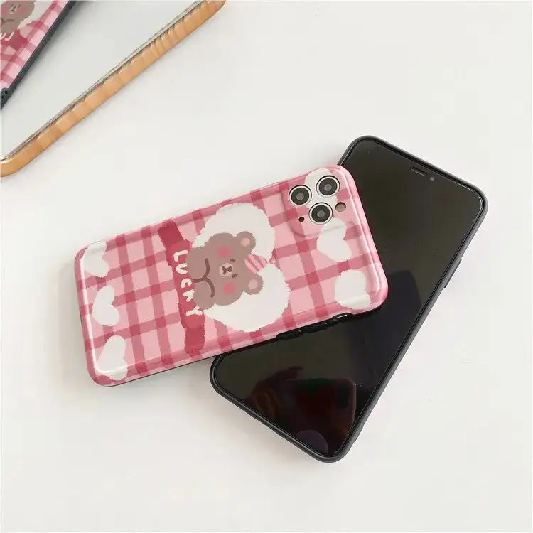 Lucky Cherry Bear Plaid iPhone Case BP081 - iphone case