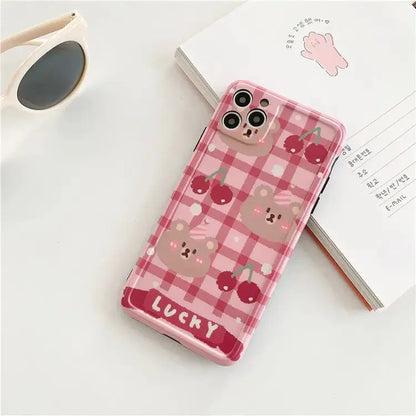 Lucky Cherry Bear Plaid iPhone Case BP081 - iphone case