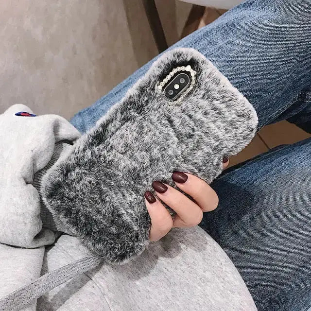 Luxury Love Pendant Plush Phone Case For Samsung W052 - For 