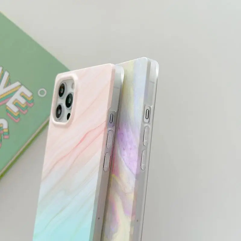 Marble Print Gradient Phone Case - iPhone 12 Pro Max / 12 Pro / 12 / 12 mini / 11 Pro Max / 11 Pro / 11 / SE / XS Max / XS / XR / X / SE 2 / 8 / 8 Plus / 7 / 7 Plus-2