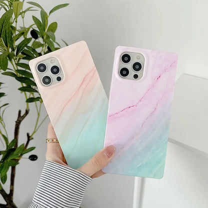 Marble Print Gradient Phone Case - iPhone 12 Pro Max / 12 Pro / 12 / 12 mini / 11 Pro Max / 11 Pro / 11 / SE / XS Max / XS / XR / X / SE 2 / 8 / 8 Plus / 7 / 7 Plus-8