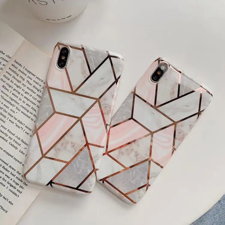 Marble Print Panel Phone Case - iPhone 11 Pro Max / 11 Pro / 11 / SE / XS Max / XS / XR / X / SE 2 / 8 / 8 Plus / 7 / 7 Plus-8