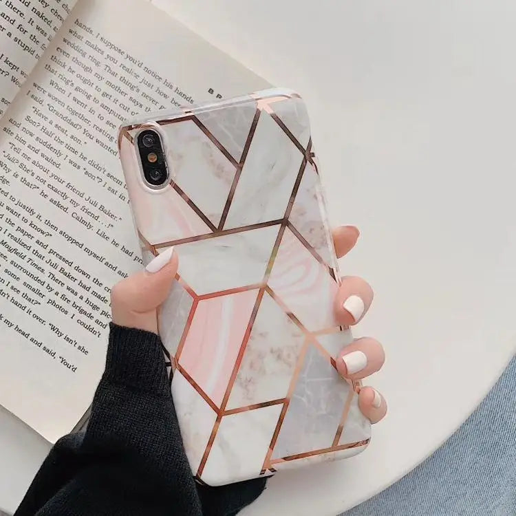 Marble Print Panel Phone Case - iPhone 11 Pro Max / 11 Pro / 11 / SE / XS Max / XS / XR / X / SE 2 / 8 / 8 Plus / 7 / 7 Plus-5