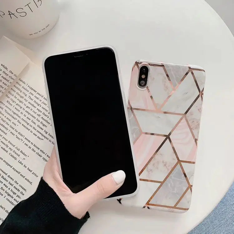 Marble Print Panel Phone Case - iPhone 11 Pro Max / 11 Pro / 11 / SE / XS Max / XS / XR / X / SE 2 / 8 / 8 Plus / 7 / 7 Plus-2