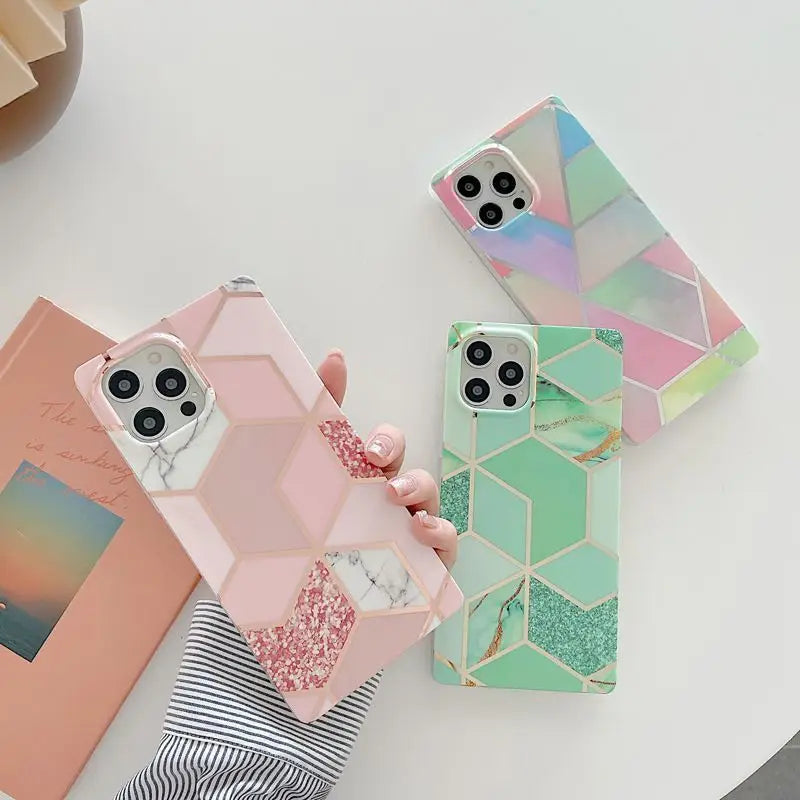 Marble Print Panel Phone Case - iPhone 12 Pro Max / 12 Pro / 12 / 12 mini / 11 Pro Max / 11 Pro / 11 / SE / XS Max / XS / XR / X / SE 2 / 8 / 8 Plus / 7 / 7 Plus-8