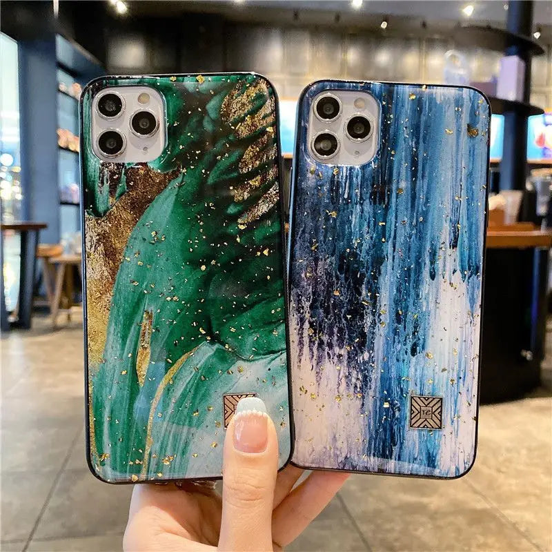 Marble Print Phone Case - iPhone 13 Pro Max / 13 Pro / 13 / 12 Pro Max / 12 Pro / 12 / 11 Pro Max / 11 Pro / 11 / XS Max / XR / XS / X / 8 Plus / 7 Plus / 8 / 7-2