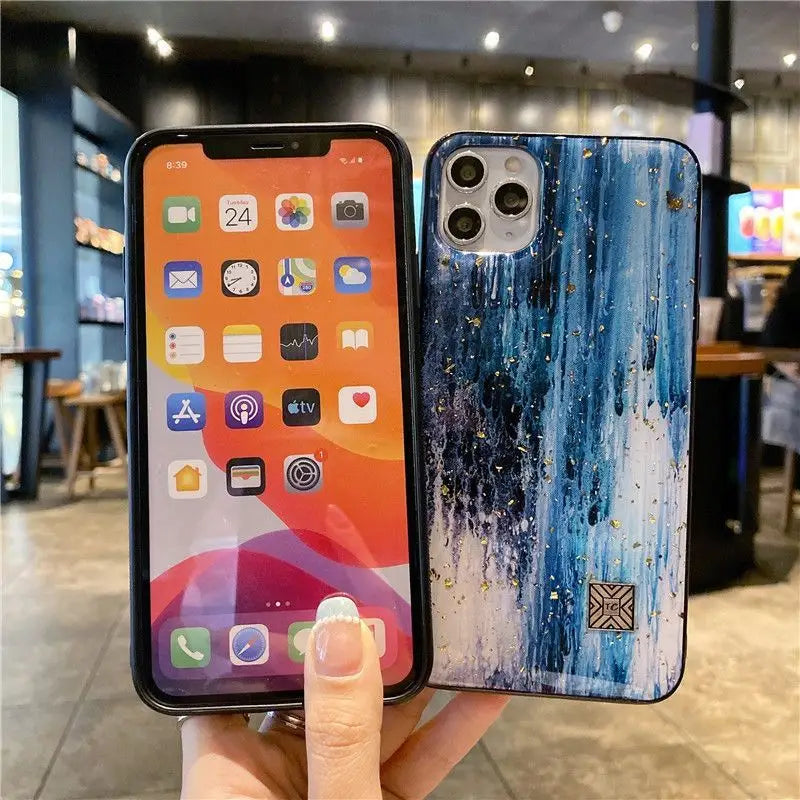 Marble Print Phone Case - iPhone 13 Pro Max / 13 Pro / 13 / 12 Pro Max / 12 Pro / 12 / 11 Pro Max / 11 Pro / 11 / XS Max / XR / XS / X / 8 Plus / 7 Plus / 8 / 7-10