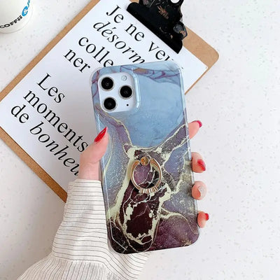 Marble Print Ring Stand Phone Case - iPhone 12 Pro Max / 12 Pro / 12 / 12 mini / 11 Pro Max / 11 Pro / 11 / SE / XS Max / XS / XR / X / SE 2 / 8 / 8 Plus / 7 / 7 Plus-5