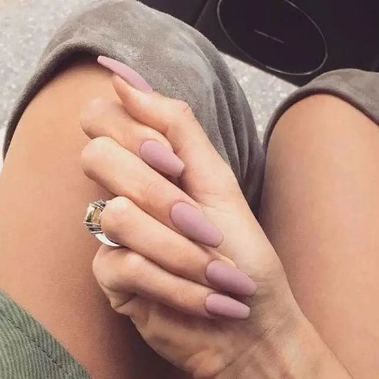 Matte Faux Nail Tips FN24 - Nude Pink / One Size - Hand 