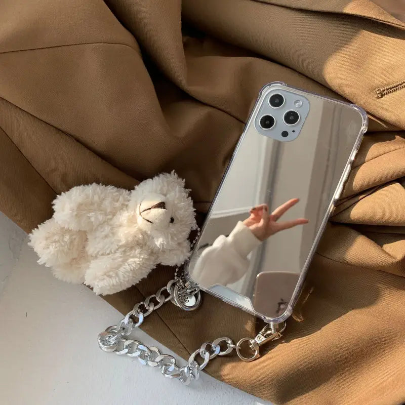 Mirror With Bear Silvery Chain iPhone Case BP211 - iphone 